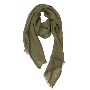 100% Linen Scarf - Moss Green Color