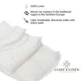 100% Linen Scarf - White