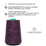100% Linen Yarn - Dark Purple (Eggplant Color)