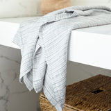 Linen Bath Towel - 100% Linen - Gray - Striped